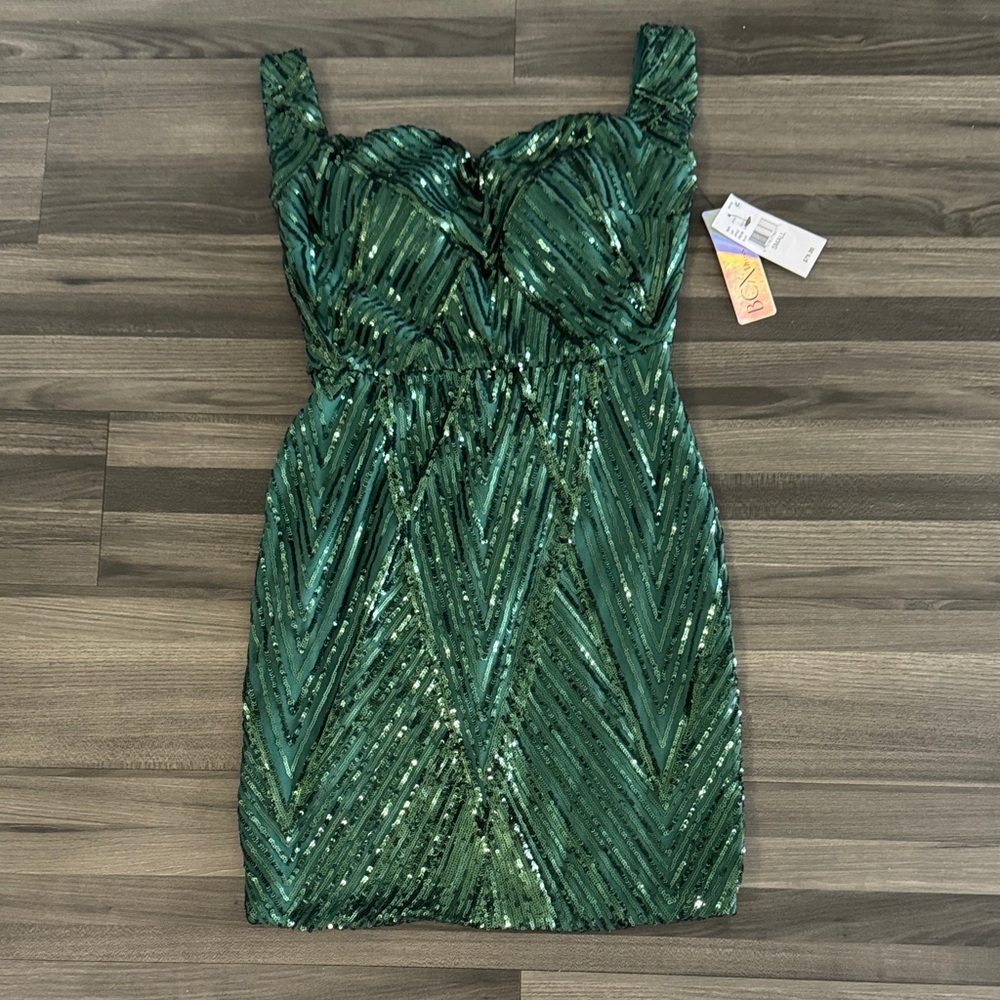 NWT BCX Green Sequin Dress